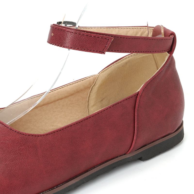 Kvinder Ensfarvet Casual Ankel Spænde Strap Flade Loafers