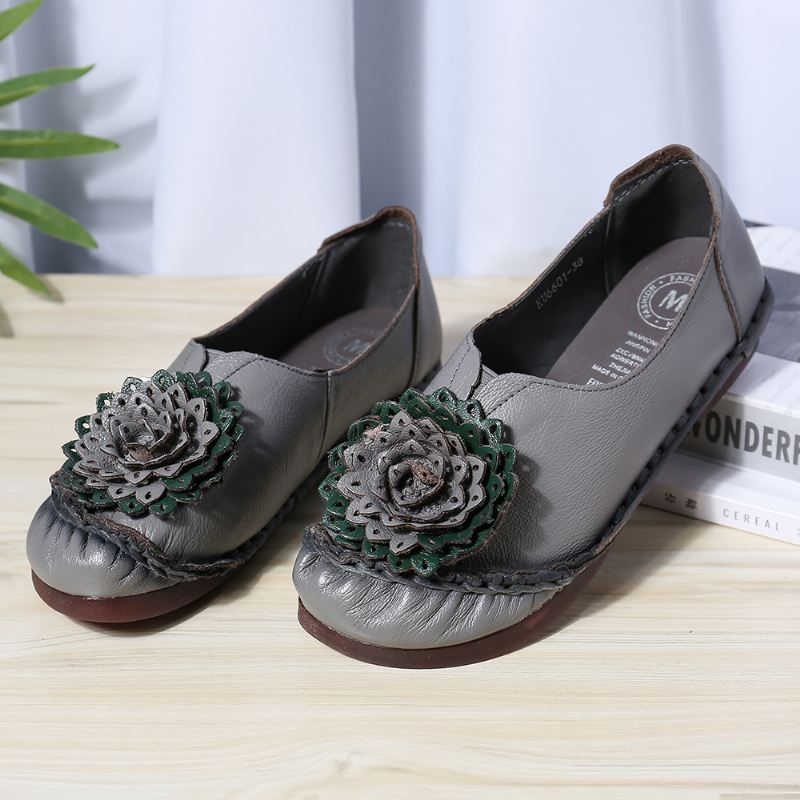 Kvinder Folkways Stricing Blomster Blød Sole Casual Flat Loafers
