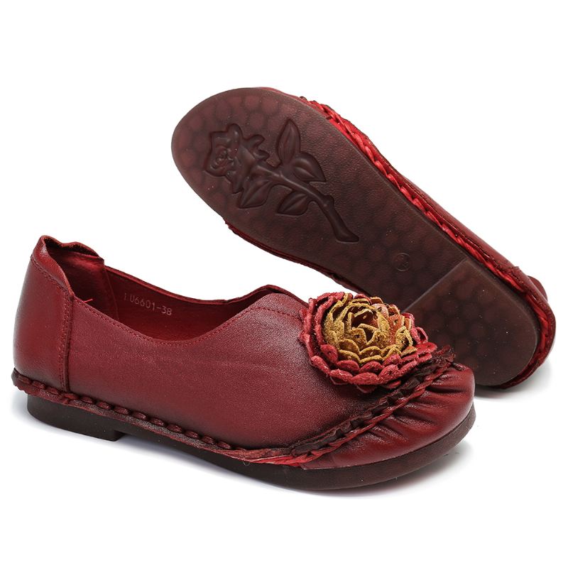 Kvinder Folkways Stricing Blomster Blød Sole Casual Flat Loafers
