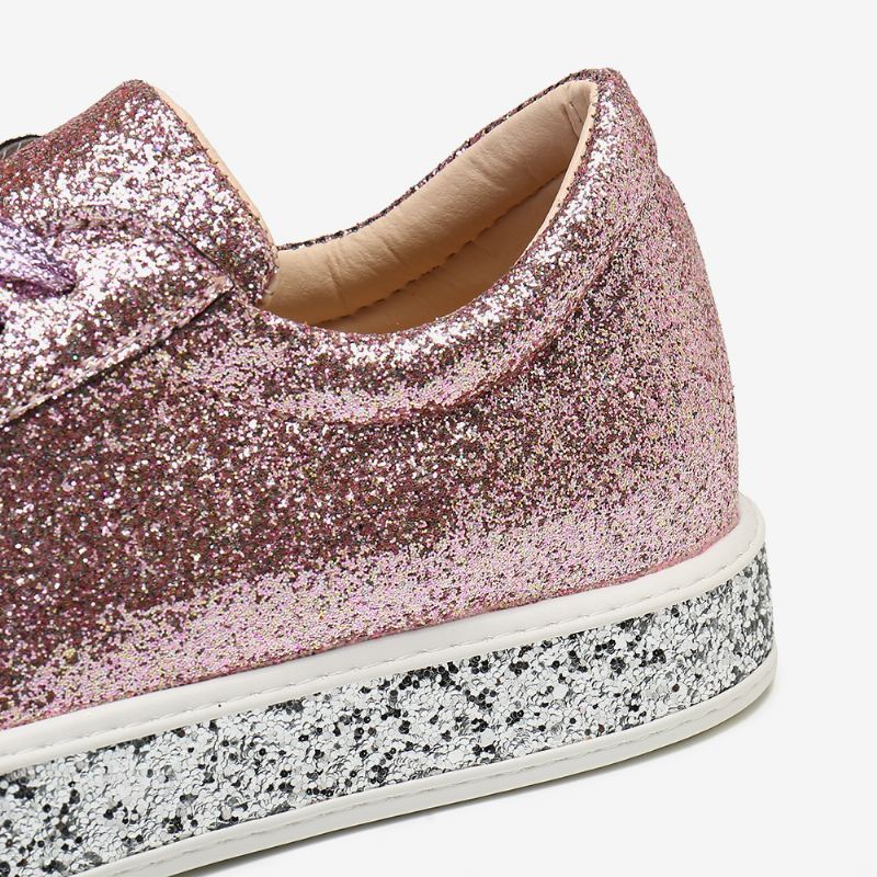 Kvinder Glitter Pailletter Mode Snørefest Fest Casual Platform Sko Flats