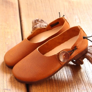 Kvinder Læder Casual Outdoor Soft Slip On Flat Loafer Sko