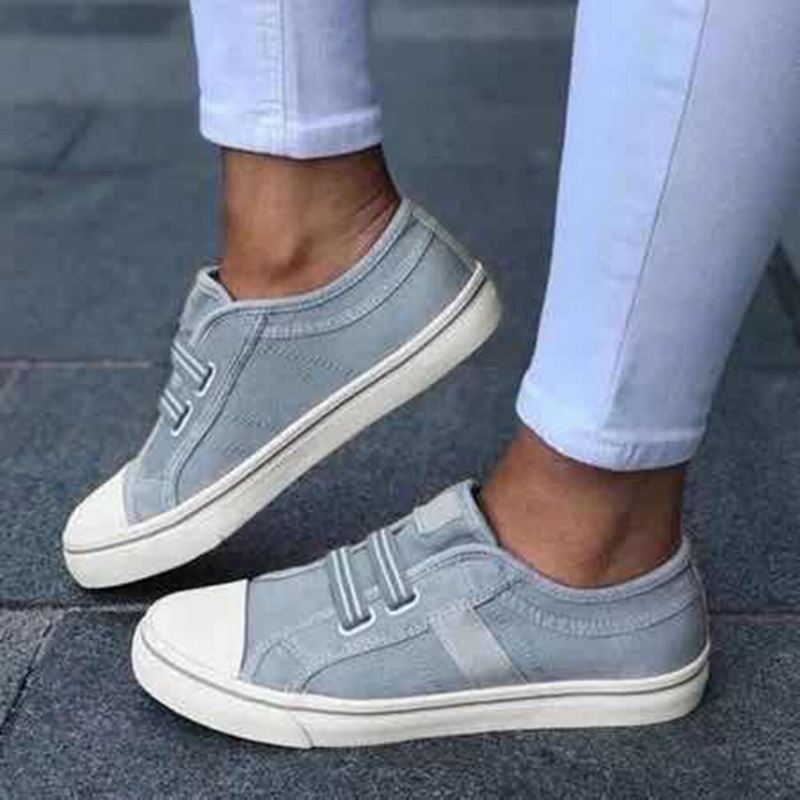Kvinder Large Size Canvas Sneakers Elastic Band Casual Flats