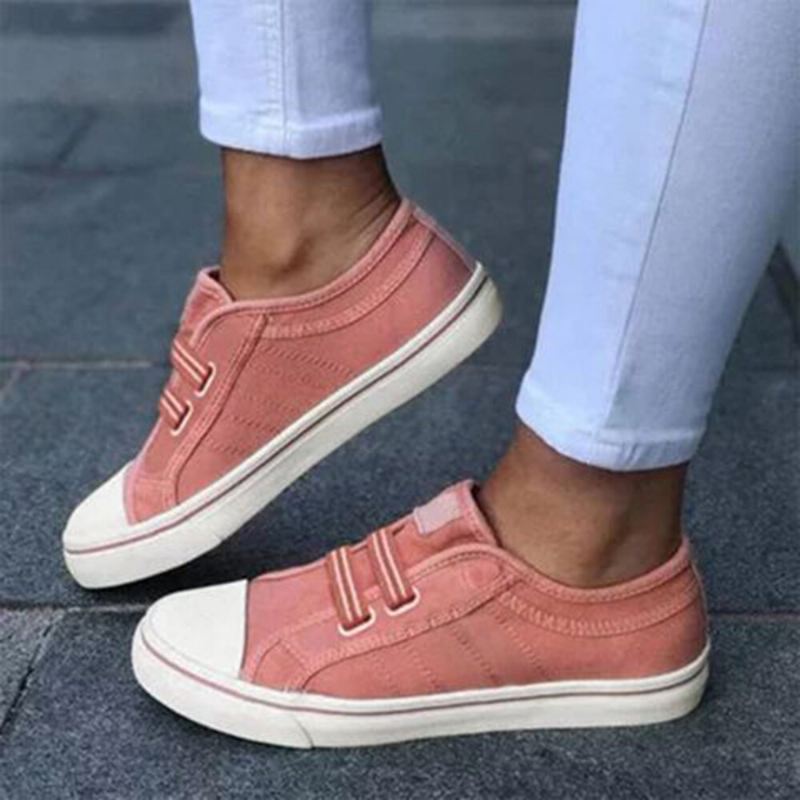 Kvinder Large Size Canvas Sneakers Elastic Band Casual Flats