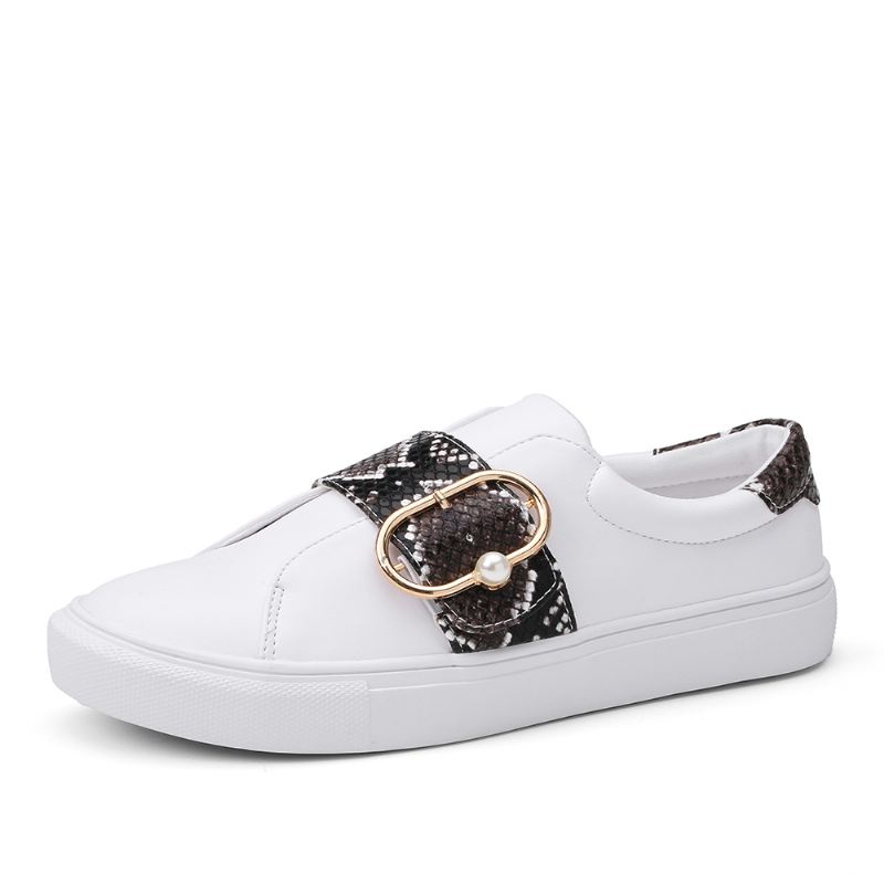 Kvinder Metal Spænde Snake Med Tryk Casual Flats