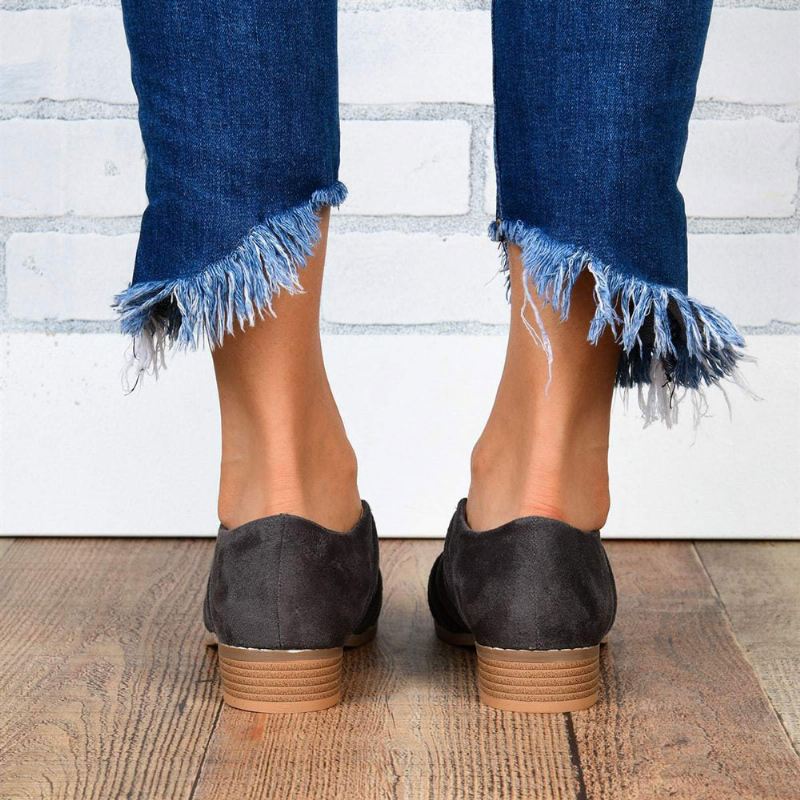 Kvinder Multiple Strap Hul Bærbar Spids Tå Slip On Flats