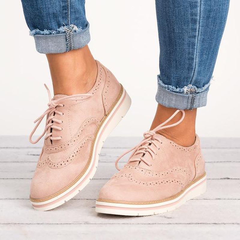 Kvinder Plus Størrelse Brogue Snørebånd Bløde Snørebånd Casual Oxford Loafers