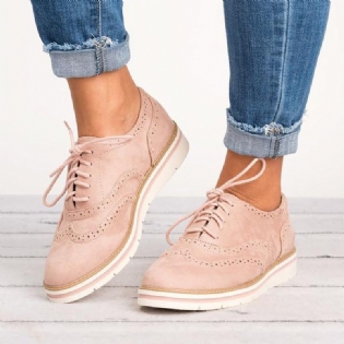 Kvinder Plus Størrelse Brogue Snørebånd Bløde Snørebånd Casual Oxford Loafers