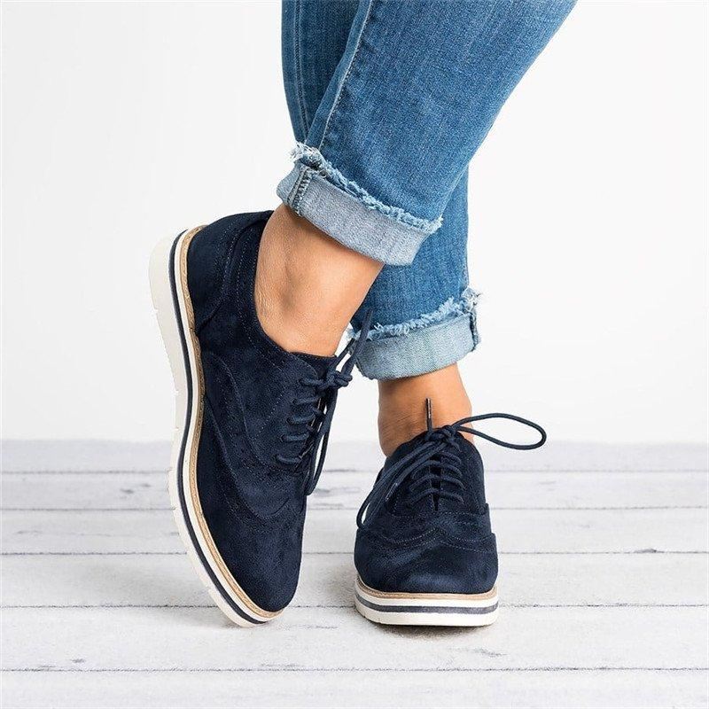 Kvinder Plus Størrelse Brogue Snørebånd Bløde Snørebånd Casual Oxford Loafers