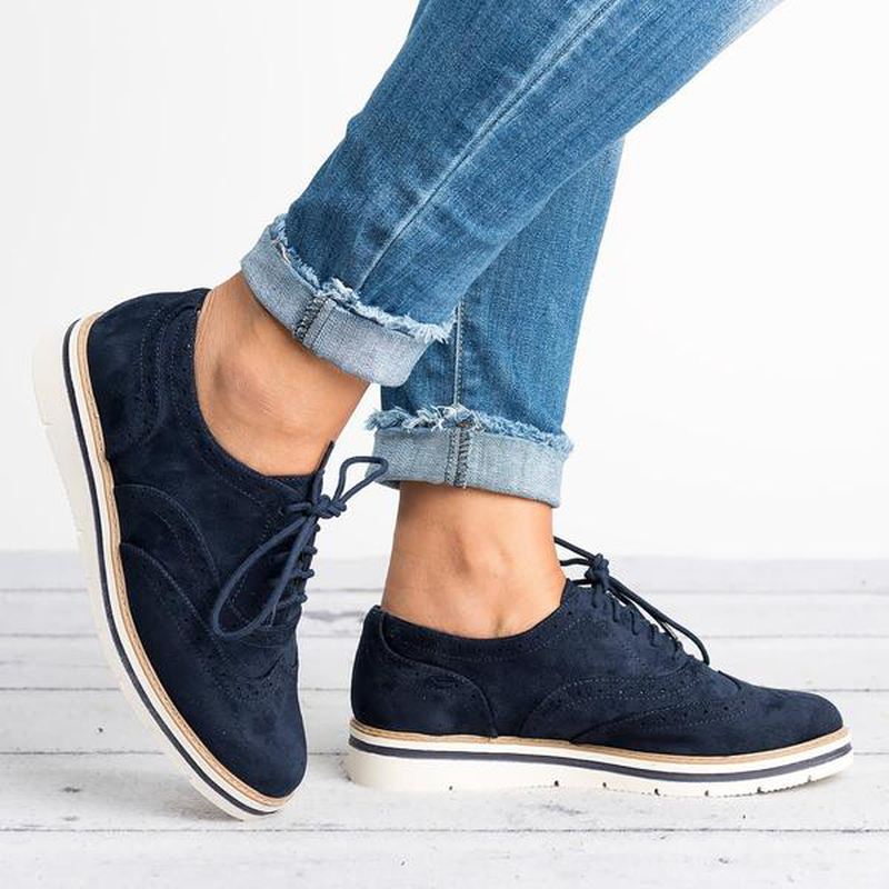 Kvinder Plus Størrelse Brogue Snørebånd Bløde Snørebånd Casual Oxford Loafers