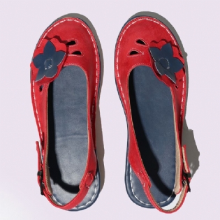 Kvinder Retro Flowers Decor Åndbar Casual Black Strap Slingback Flats