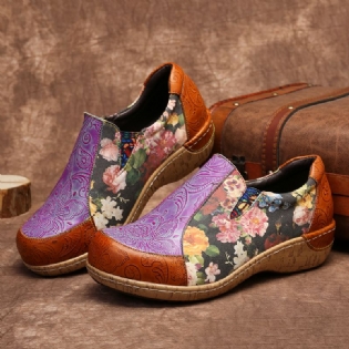 Kvinder Retro Stitching Komfortable Læder Loafers