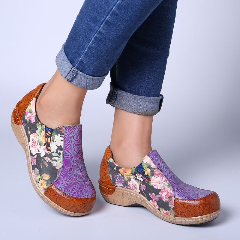 Kvinder Retro Stitching Komfortable Læder Loafers