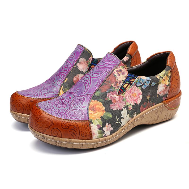 Kvinder Retro Stitching Komfortable Læder Loafers