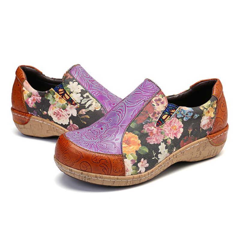 Kvinder Retro Stitching Komfortable Læder Loafers