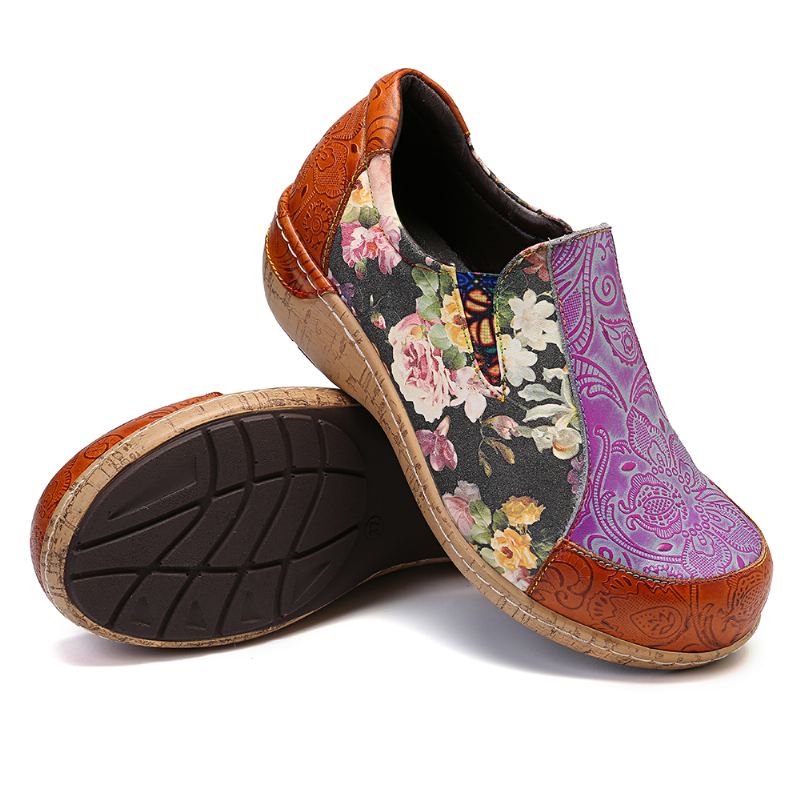 Kvinder Retro Stitching Komfortable Læder Loafers