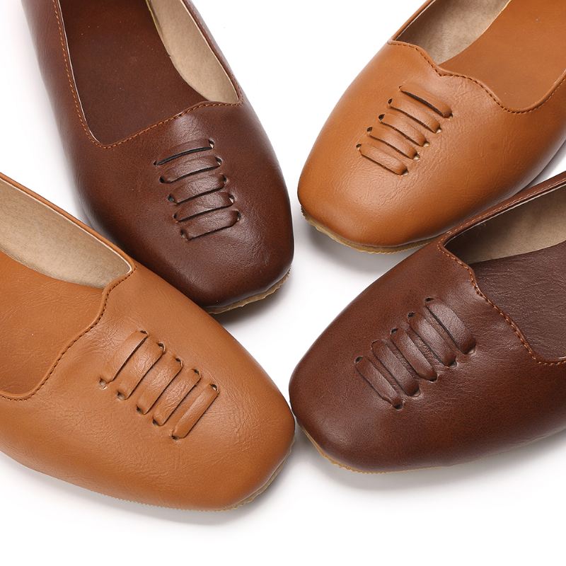 Kvinder Square Toe Lightweight Slip On Loafers