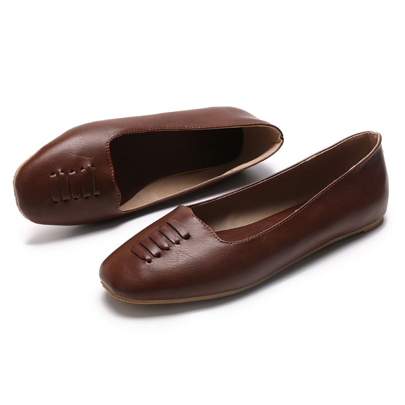 Kvinder Square Toe Lightweight Slip On Loafers