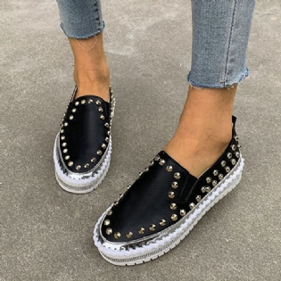 Kvinder Stilfuld Nitte Solid Foring Blød Bund Flad Casual Loafers Sko