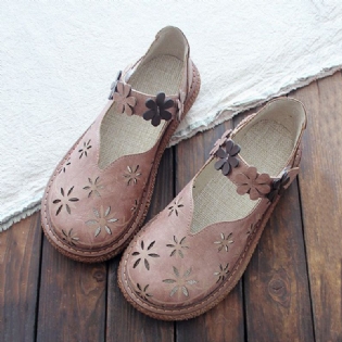 Kvinder Sweet Casual Calico Band Hook Loop Hollow Out Åndbar Loafers Sko