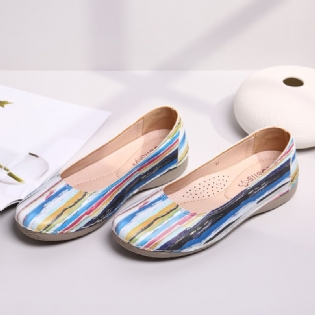 Multicolor Casual Læder Blød Sål Walking Flats