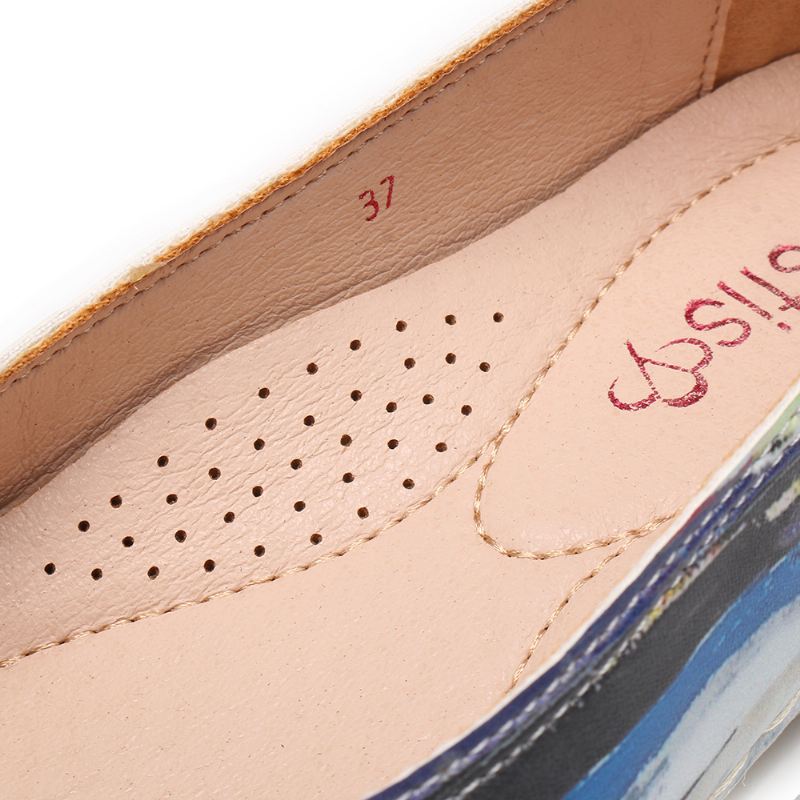 Multicolor Casual Læder Blød Sål Walking Flats