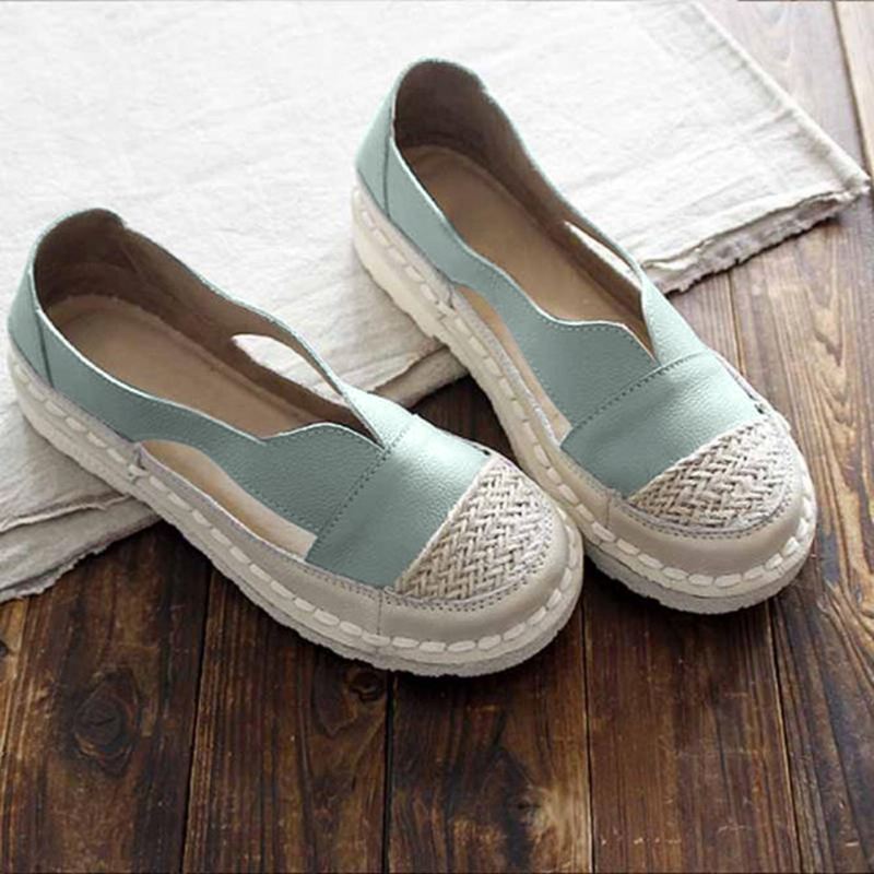 Plus Size Dame Loafers Rund Tå Casual Hulsømme Slip-on Flats