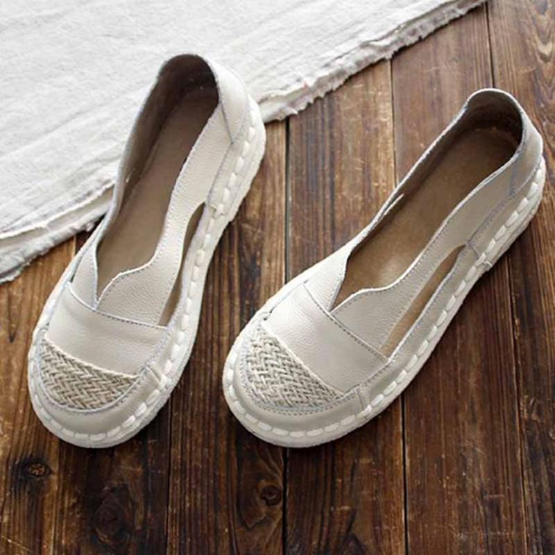 Plus Size Dame Loafers Rund Tå Casual Hulsømme Slip-on Flats