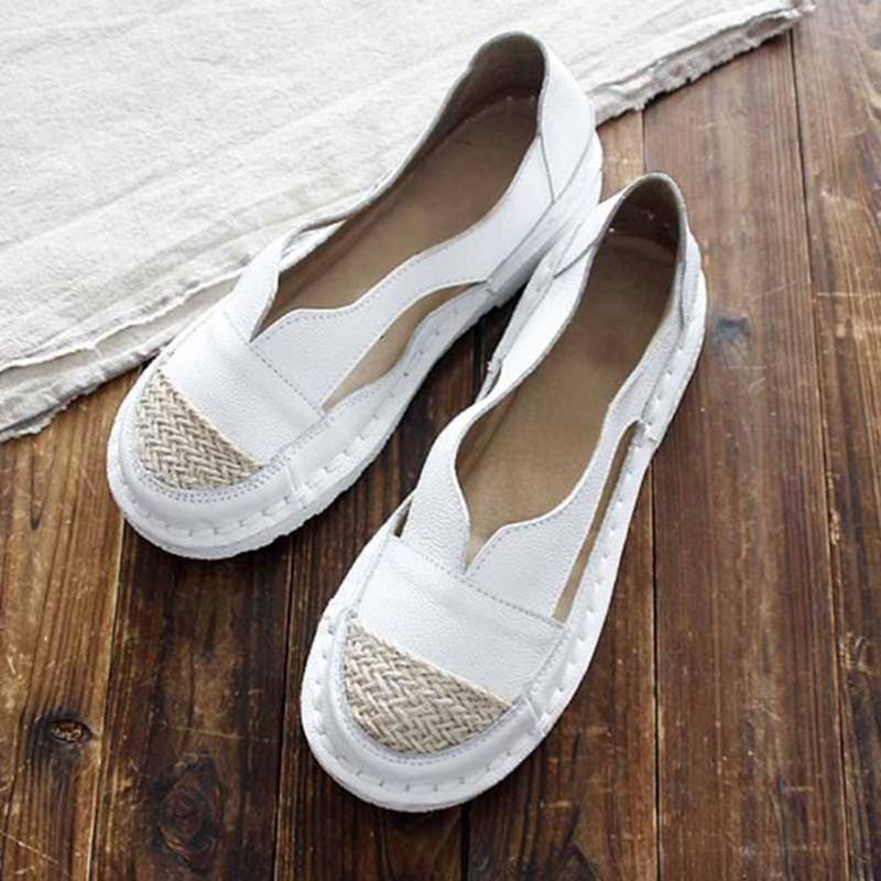 Plus Size Dame Loafers Rund Tå Casual Hulsømme Slip-on Flats