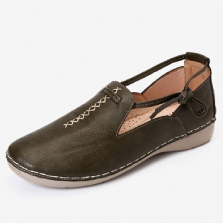 Pure Color Casual Walking Læder Loafers
