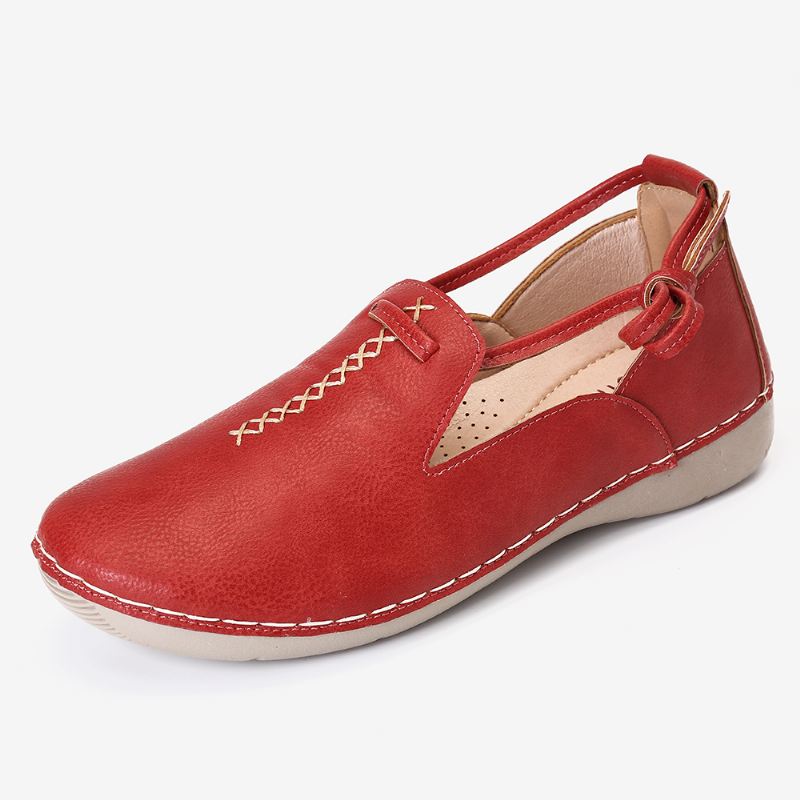 Pure Color Casual Walking Læder Loafers