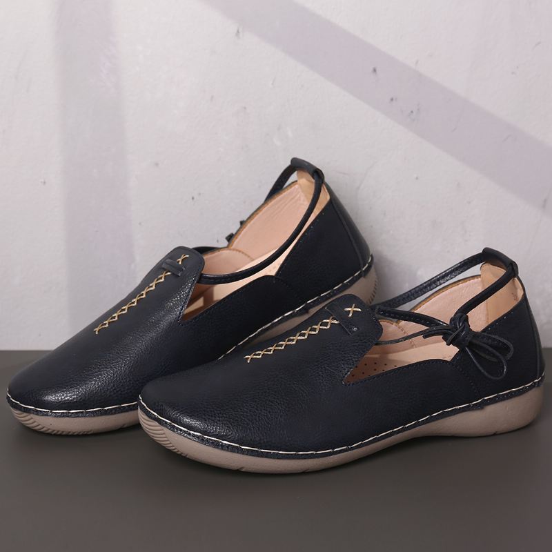 Pure Color Casual Walking Læder Loafers