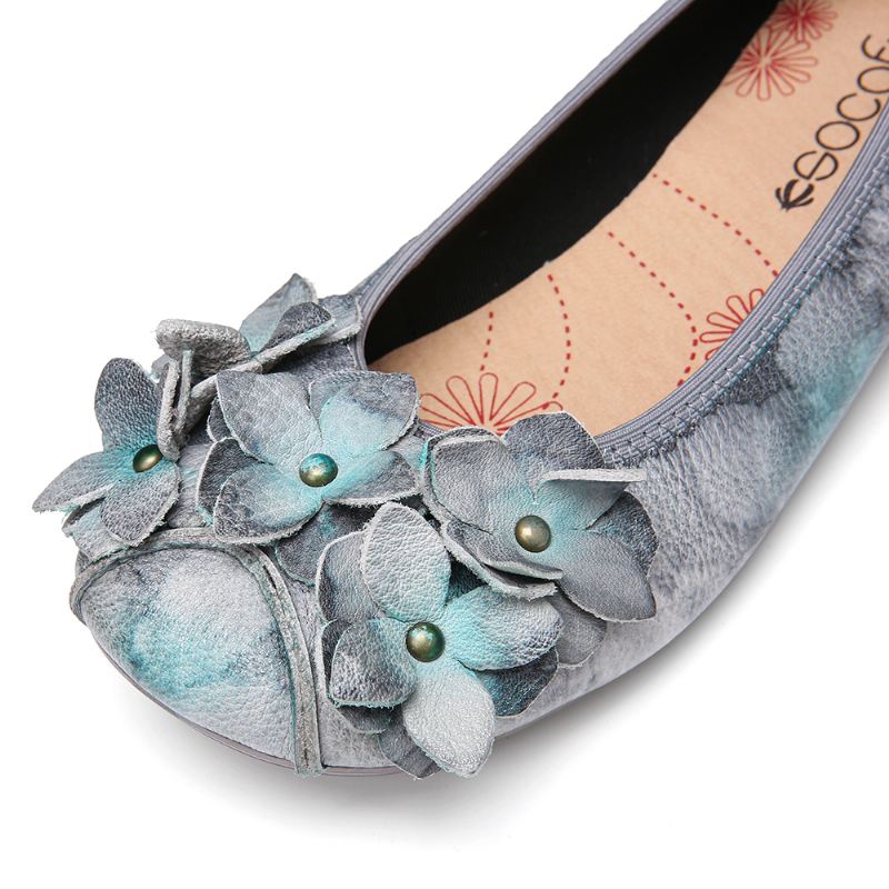 Retro Flowers Decor Tie-dyed Soft Sole Slip På Bløde Flade Sko