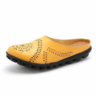 Stor Størrelse Hollow Out Pure Color Blød Casual Flats Damesko