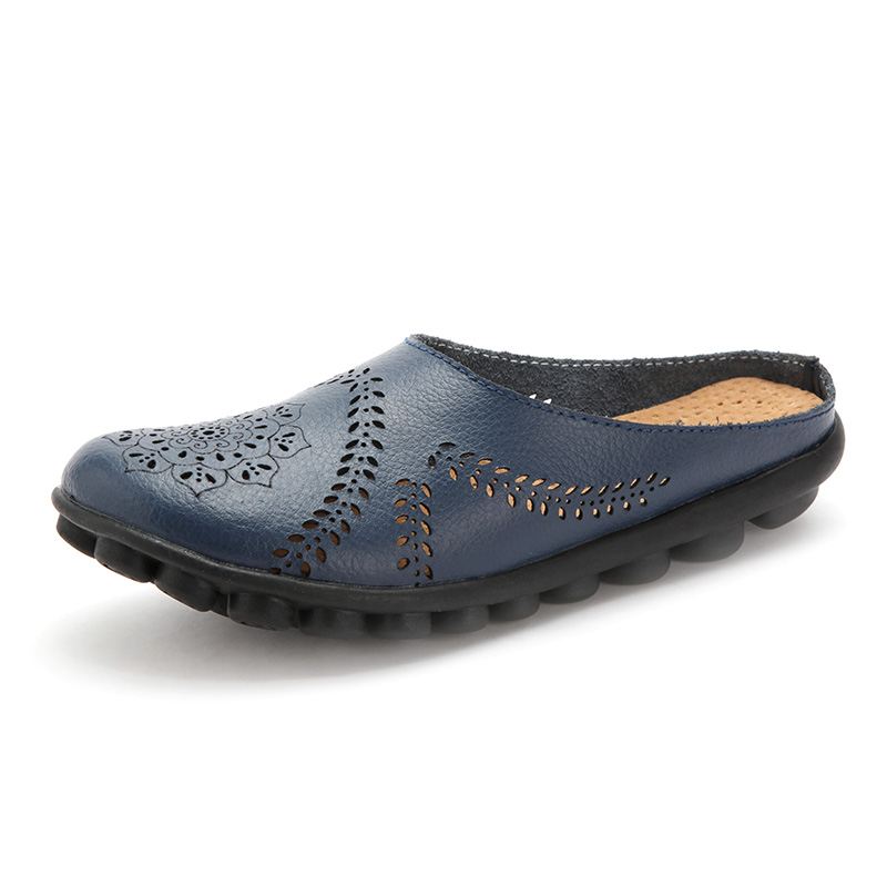 Stor Størrelse Hollow Out Pure Color Blød Casual Flats Damesko