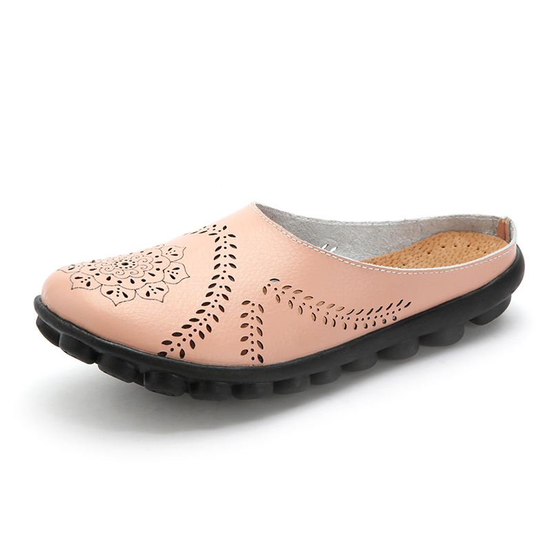 Stor Størrelse Hollow Out Pure Color Blød Casual Flats Damesko