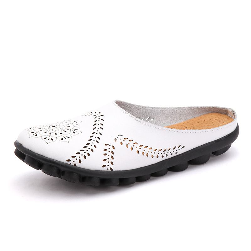 Stor Størrelse Hollow Out Pure Color Blød Casual Flats Damesko