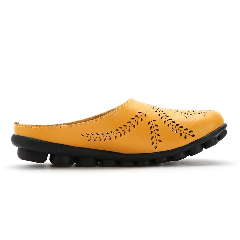 Stor Størrelse Hollow Out Pure Color Blød Casual Flats Damesko