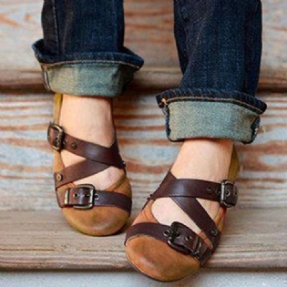 Stor Størrelse Rund Tåspænde Slip On Casual Flat Shoes