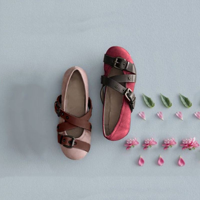 Stor Størrelse Rund Tåspænde Slip On Casual Flat Shoes