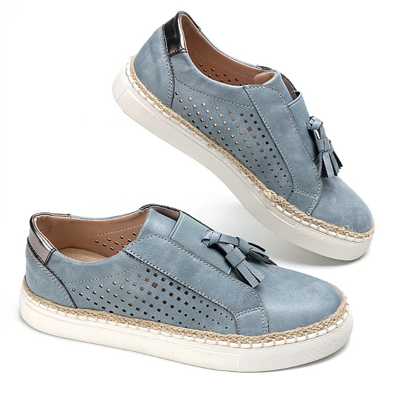Store Størrelse Kvinder Håndvævning Komfortable Hollow Out Fringe Loafers