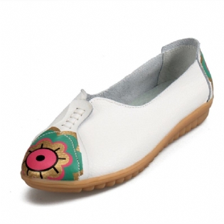 Sun Eye Blomstermønster Blødt Læder Slip-ons Lazy Driving Flat Loafers