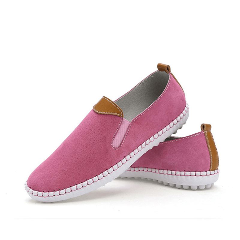 Us Størrelse 5-10 Kvinder Casual Sko Komfortable Udendørs Læder Slip On Flats Loafers