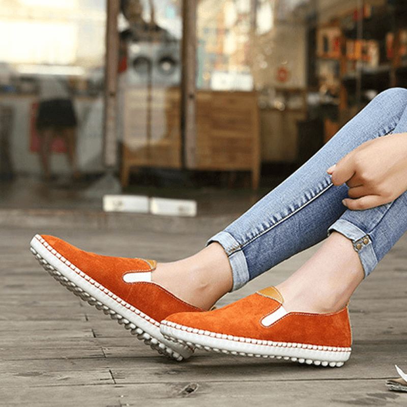 Us Størrelse 5-10 Kvinder Casual Sko Komfortable Udendørs Læder Slip On Flats Loafers