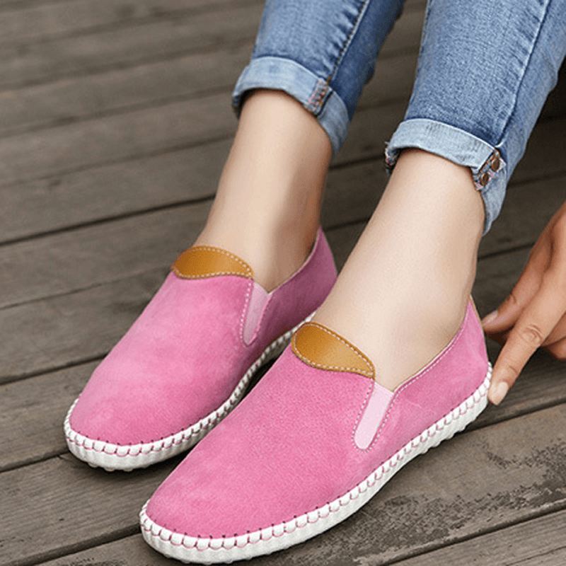 Us Størrelse 5-10 Kvinder Casual Sko Komfortable Udendørs Læder Slip On Flats Loafers