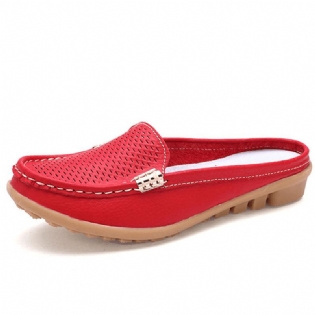Us Størrelse 5-10 Nye Kvinder Casual Mode Åndbar Rund Tå Slip-on Læder Flade Sandaler Sko