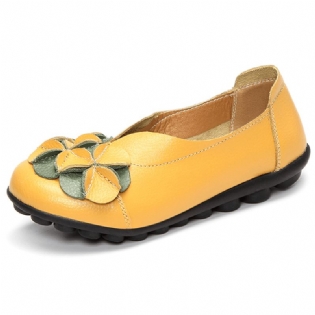 Us Størrelse 5-13 Kvinder Blomster Flade Sko Casual Outdoor Læder Slip-on Runde Tå Loafers