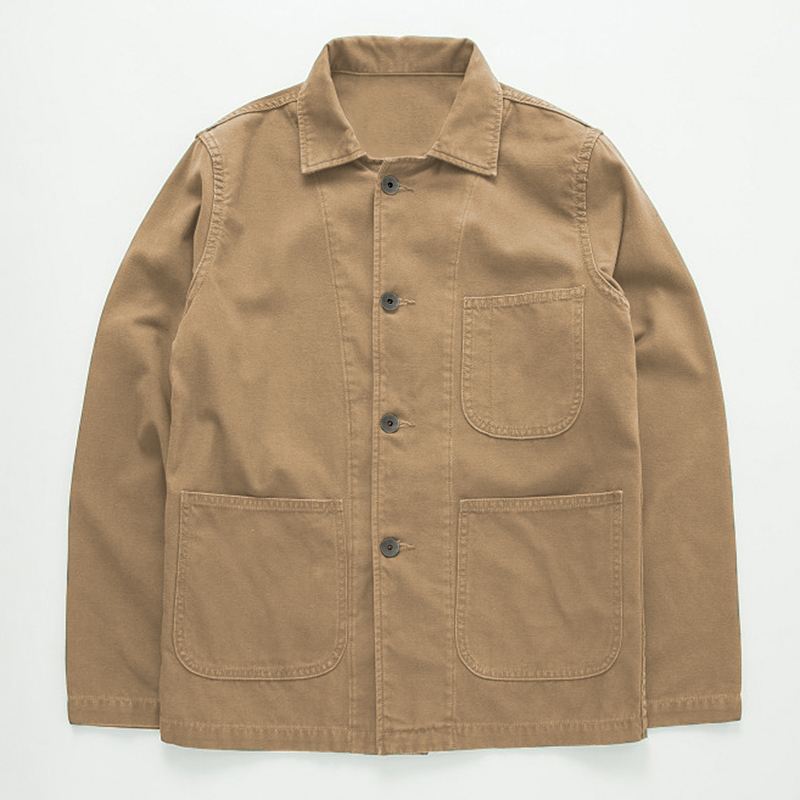 Herre Bomuld Brystlomme Design Vintage Tyk Varm Langærmet Afslappet Jakke