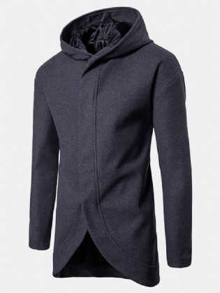 Herre Business Hooded Single Breasted Casual Mid Long Trench Coats