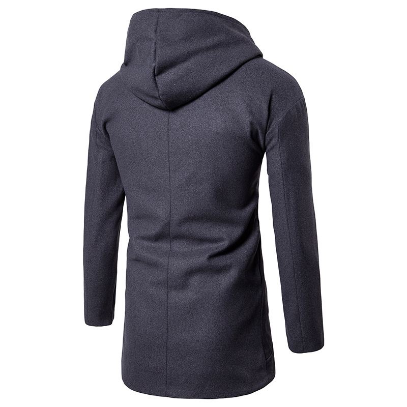 Herre Business Hooded Single Breasted Casual Mid Long Trench Coats