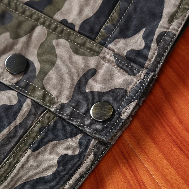 Herre Camo Udskrivning Militær Bomuld Udendørs Epaulet Jakke